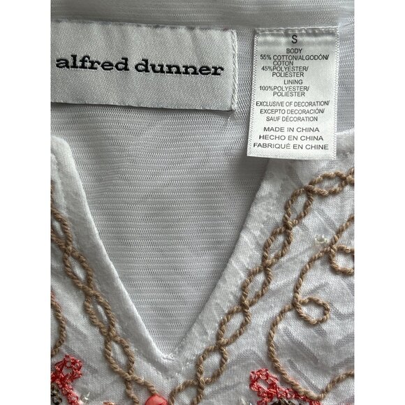 Alfred Dunner White Short Sleeve Embroidered & Sequin Top With Textured Pattern - Picture 4 of 7